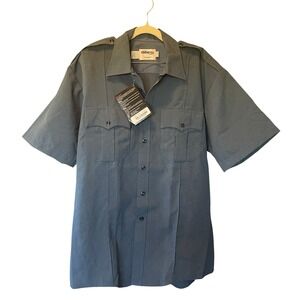 Elbeco Mens TexTrop 2 Short‎ Sleeve Button Up Shirt Blue Size XL 17